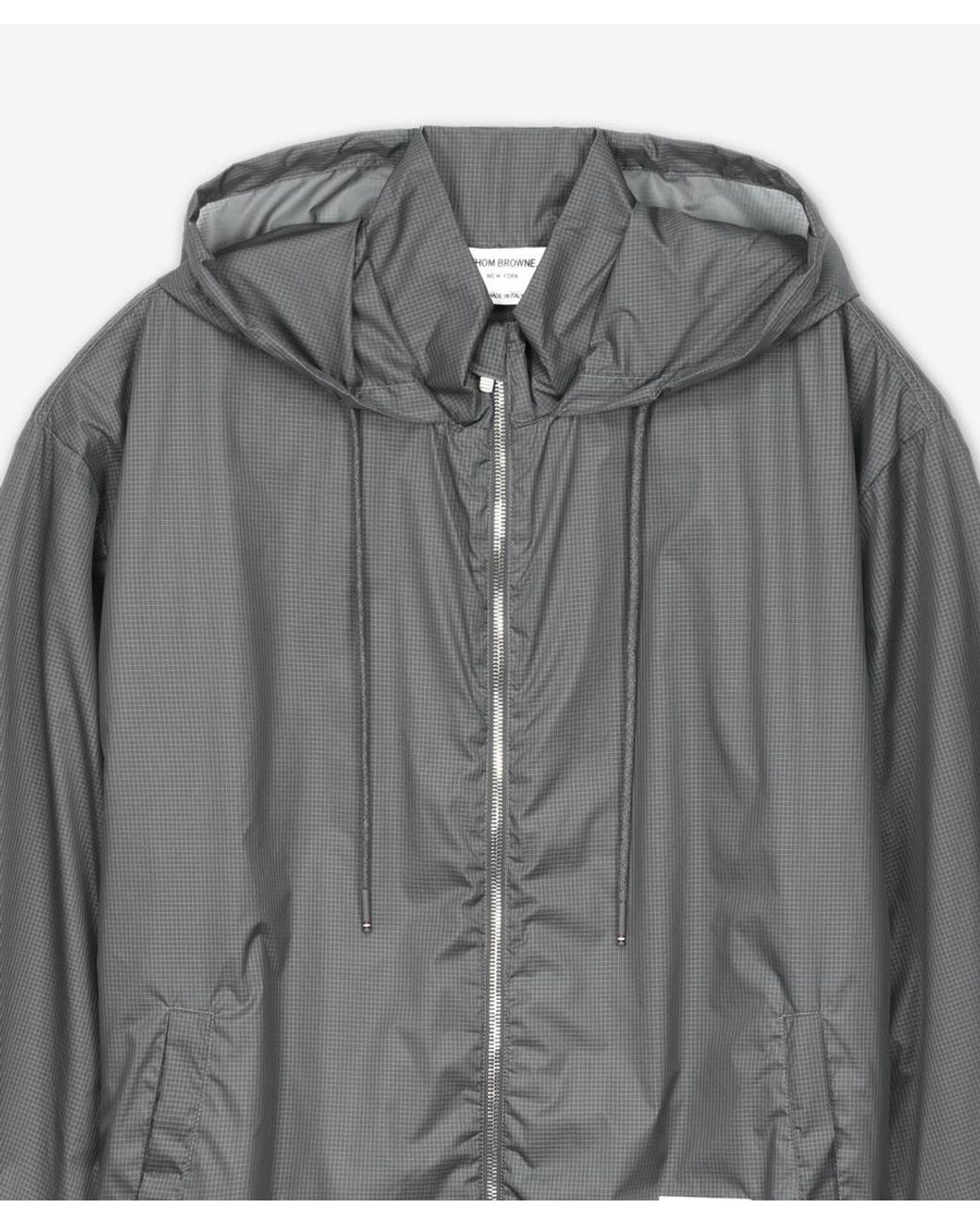 Thom Browne Gray Logo-Patch Ripstop Lightweight Jacket for men