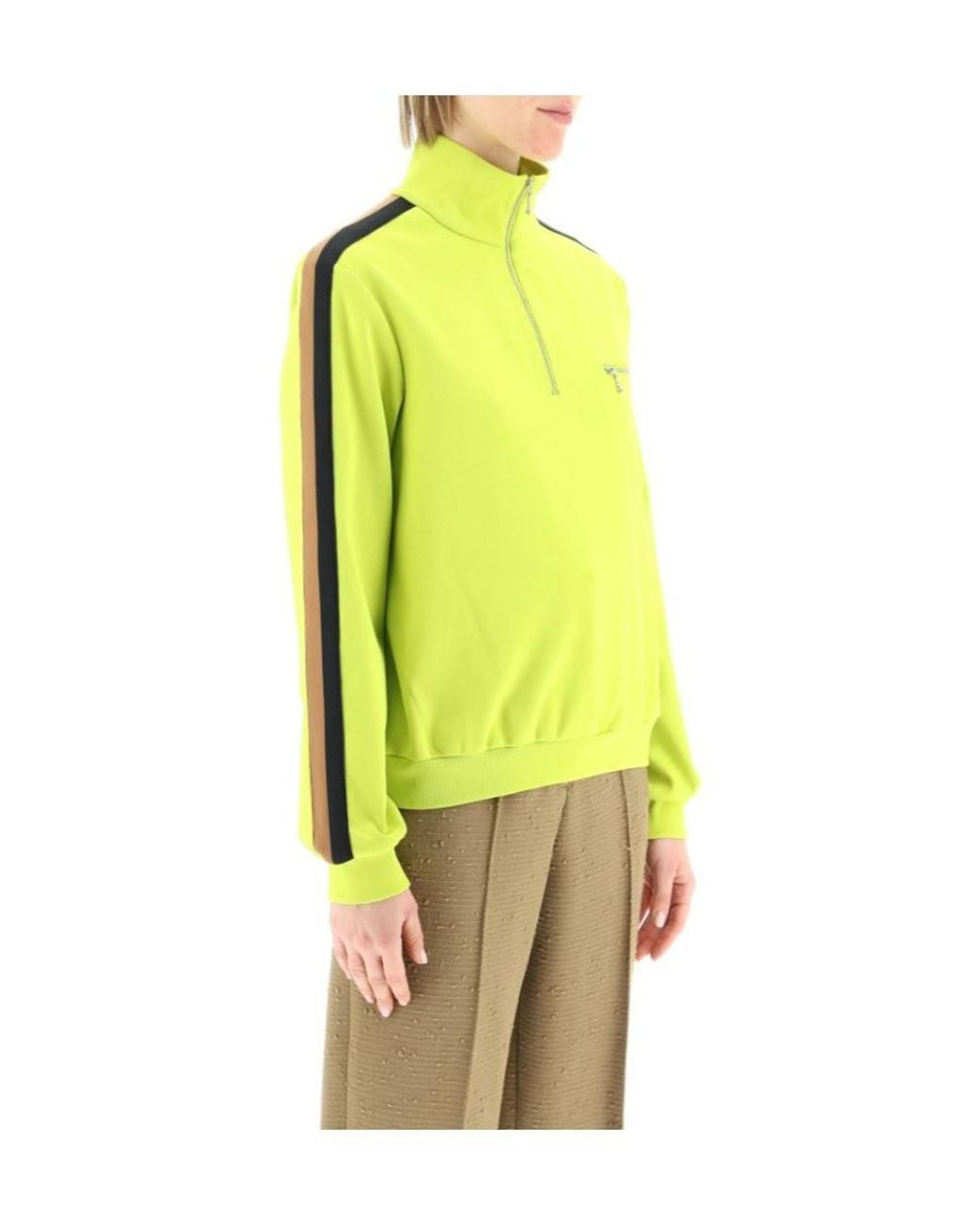 Tory Burch Yellow Side-Stripe Detail Sweatshirt