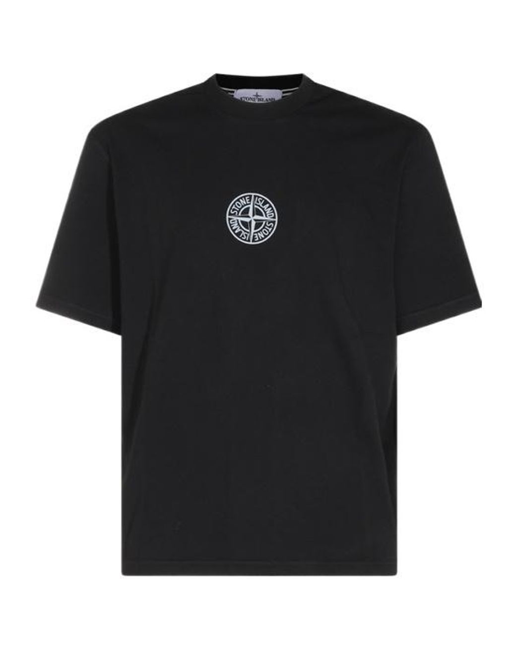 Stone Island Black Compass Logo Print T-Shirt for men