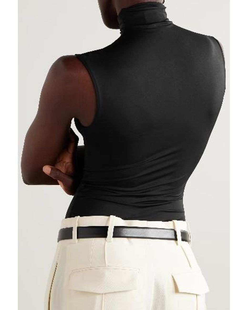 Wardrobe NYC Black Stretch Knit Turtleneck Bodysuit