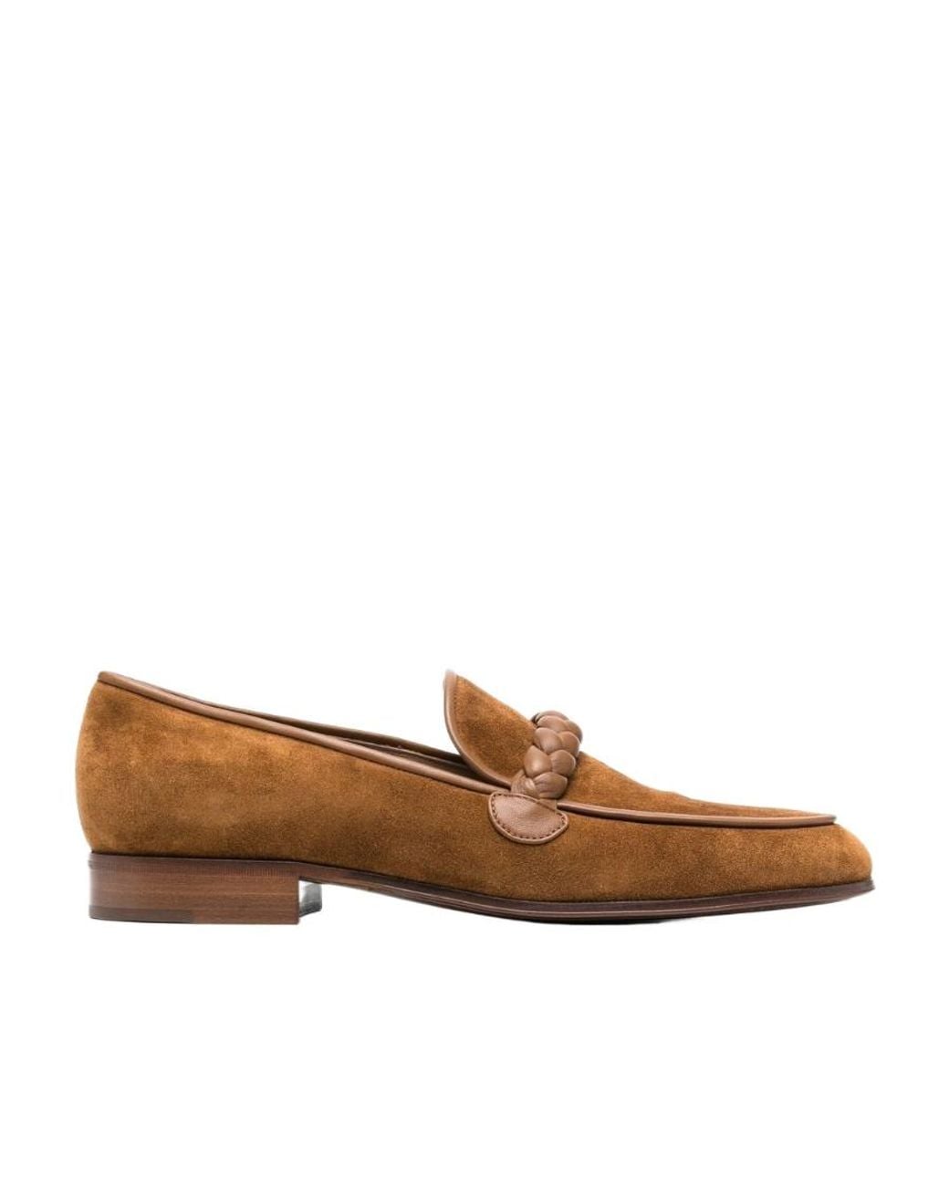 Gianvito Rossi Brown Massimo Braided Suede Loafers for men