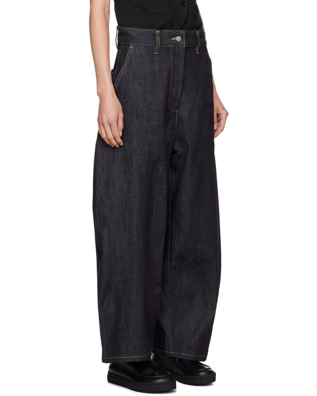 Studio Nicholson Black Chalco Wide-Leg Denim Pants