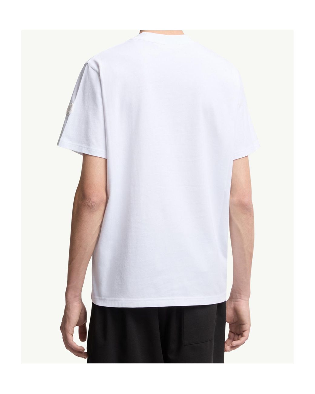 Moncler White Logo Printed Crewneck T-Shirt for men