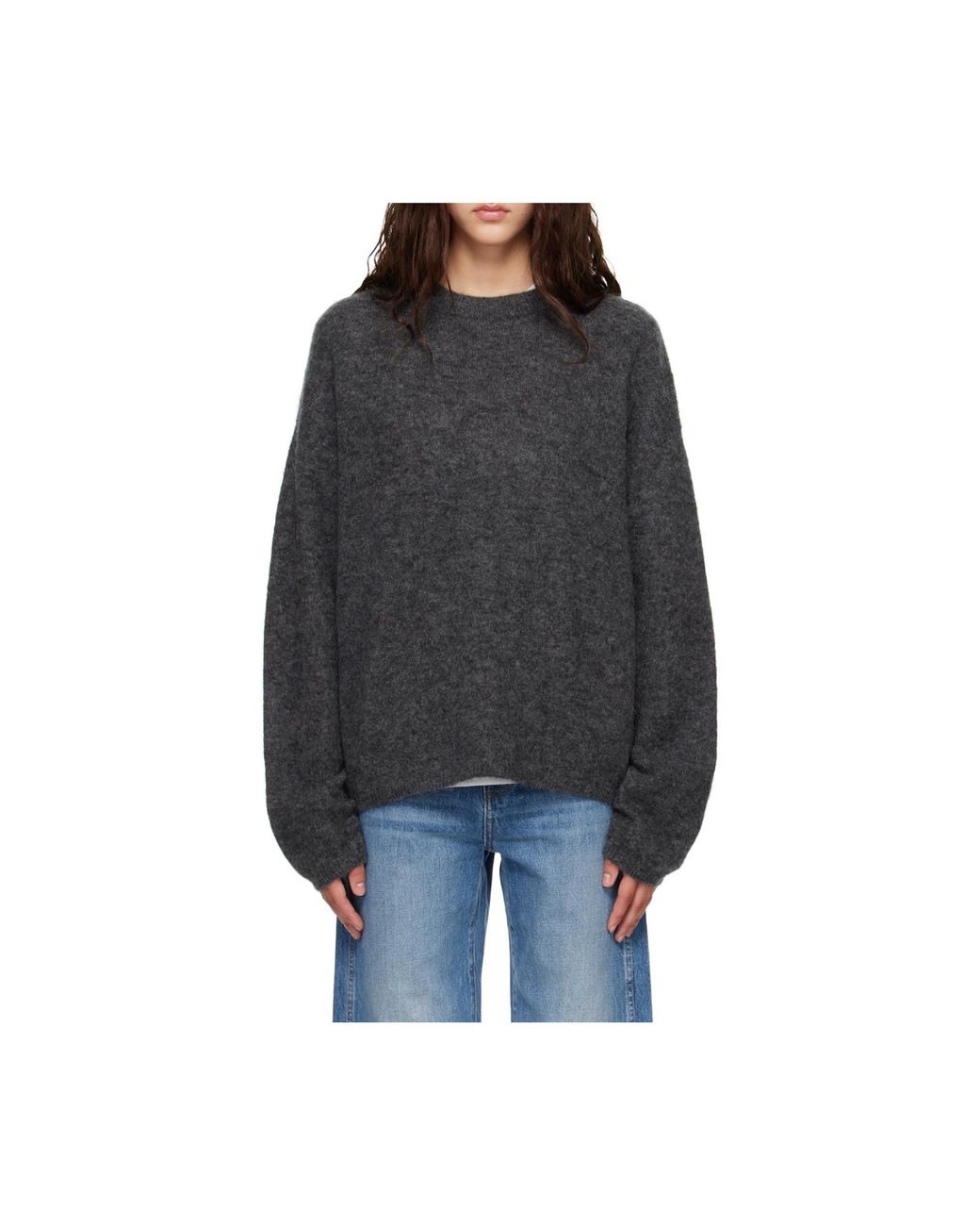 Frankie Shop Gray Oversized Crew Neck Knitted Jumper