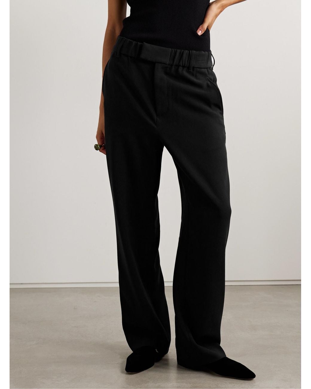 Staud Black Straight-Leg Pants