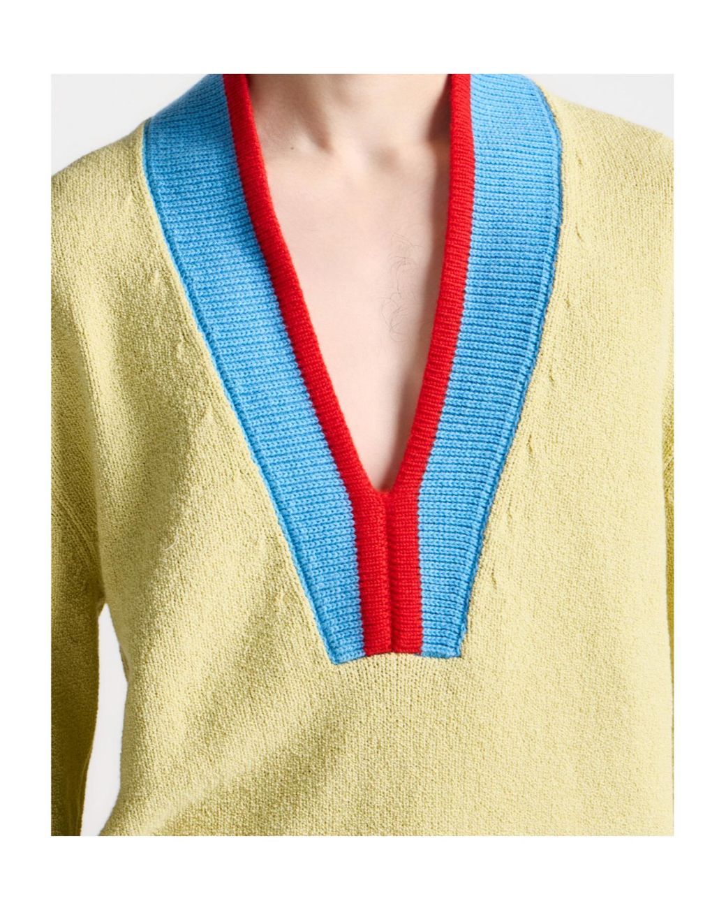 J.W. Anderson Yellow Jw Anderson Contrast Trim V-Neck Knitted Sweater for men
