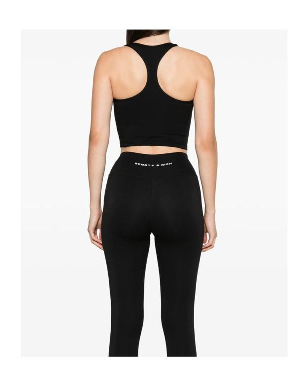 Sporty & Rich Black Logo-Print Racerback Tank Top