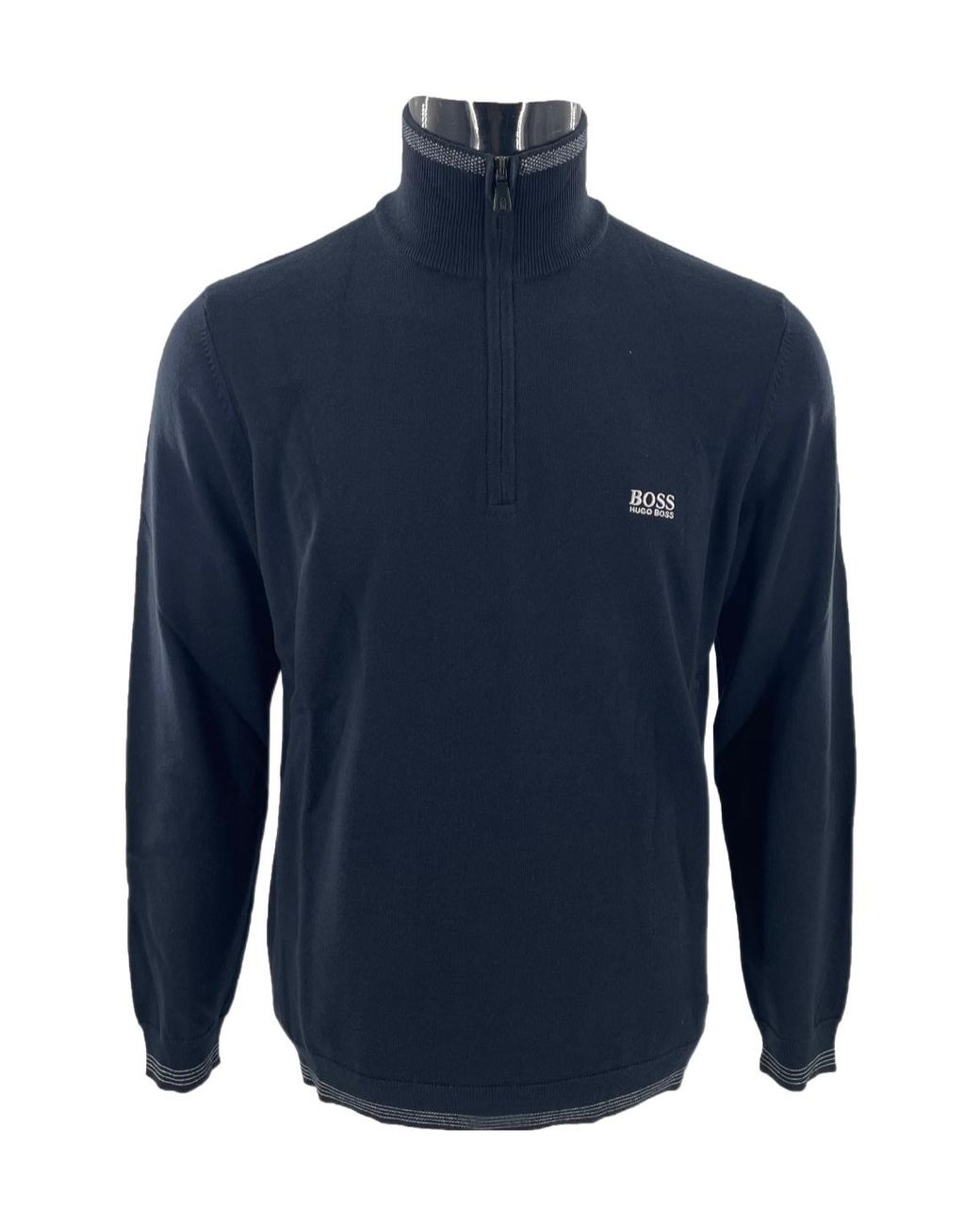 Boss Blue Logo Long-Sleeved Sweater for men