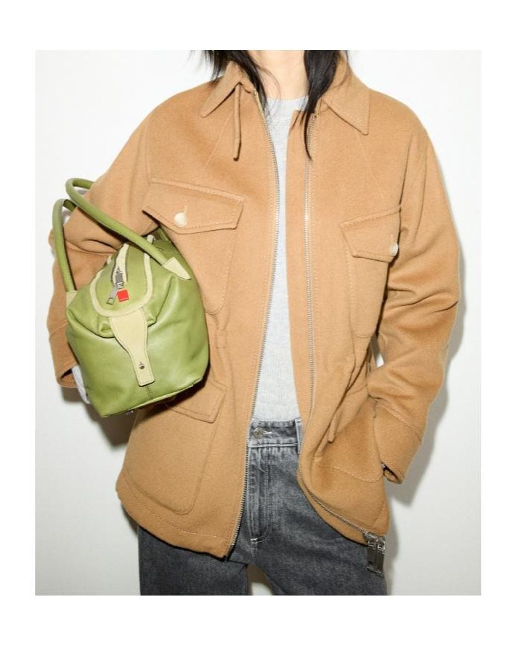 MAX&Co. Brown Double-Woven Wool Field Jacket