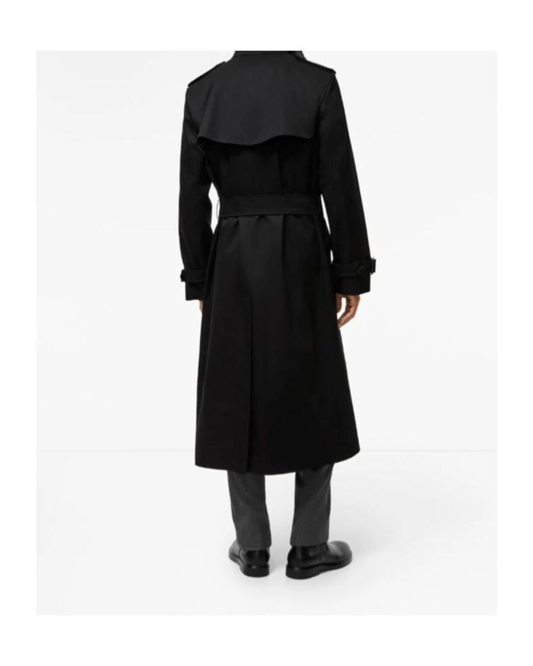 Burberry Black Long Gabardine Hoxton Trench Coat for men