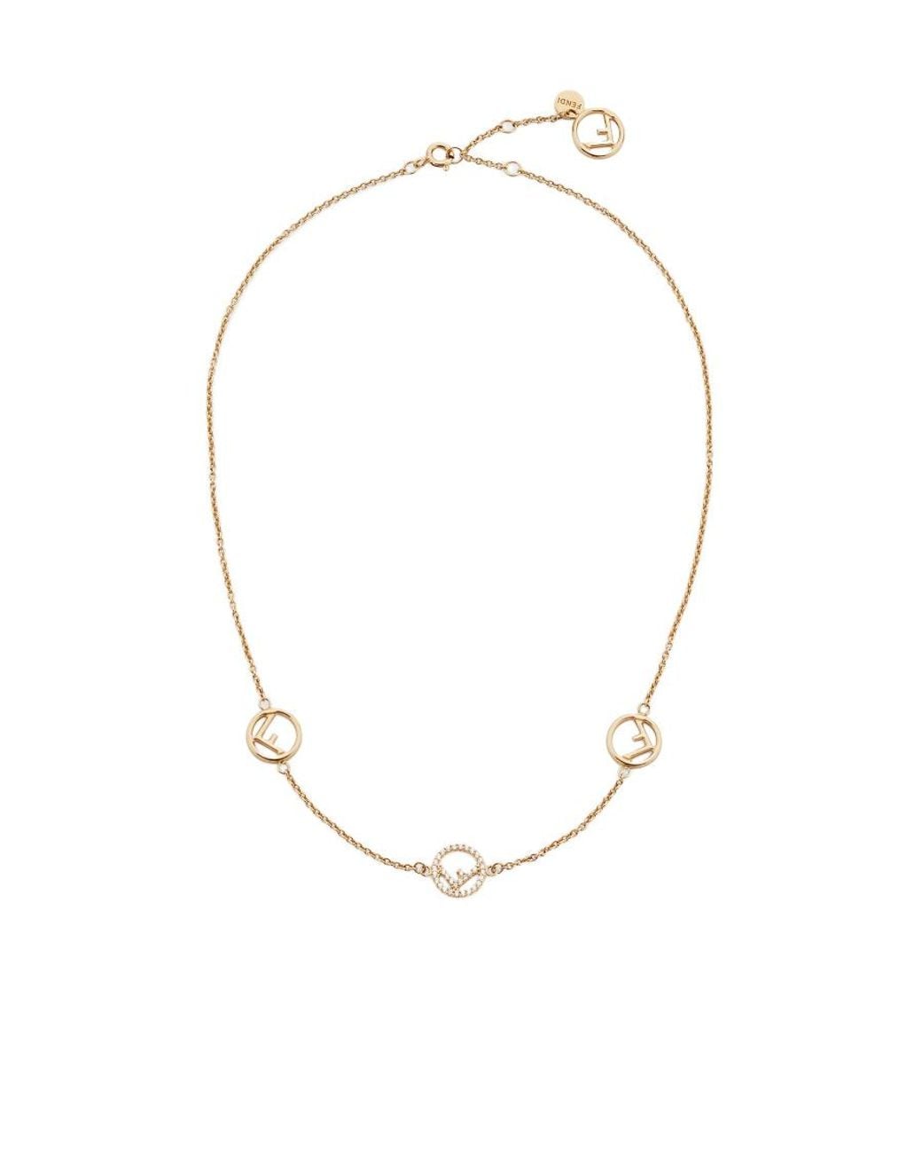 Fendi Metallic F Is Embellished Necklace
