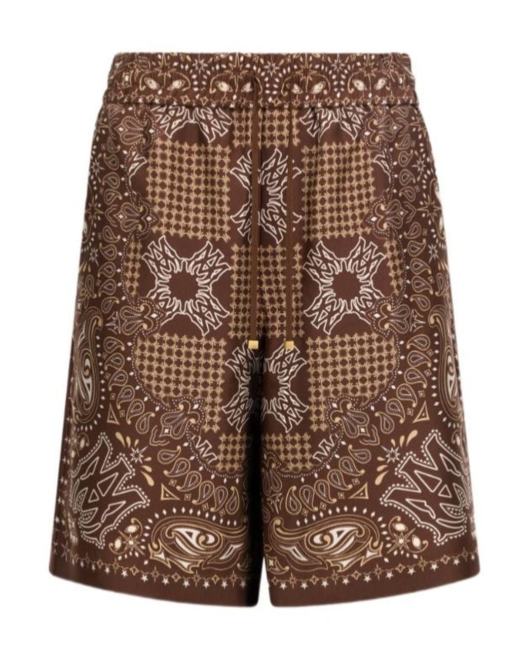 Amiri Brown Ma Check Printed Shorts for men