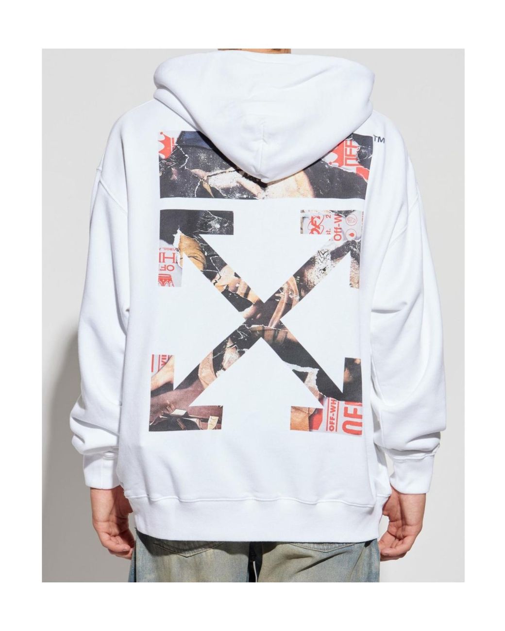 Off-White c/o Virgil Abloh Blue Logo Printed Drawstring Hoodie for men