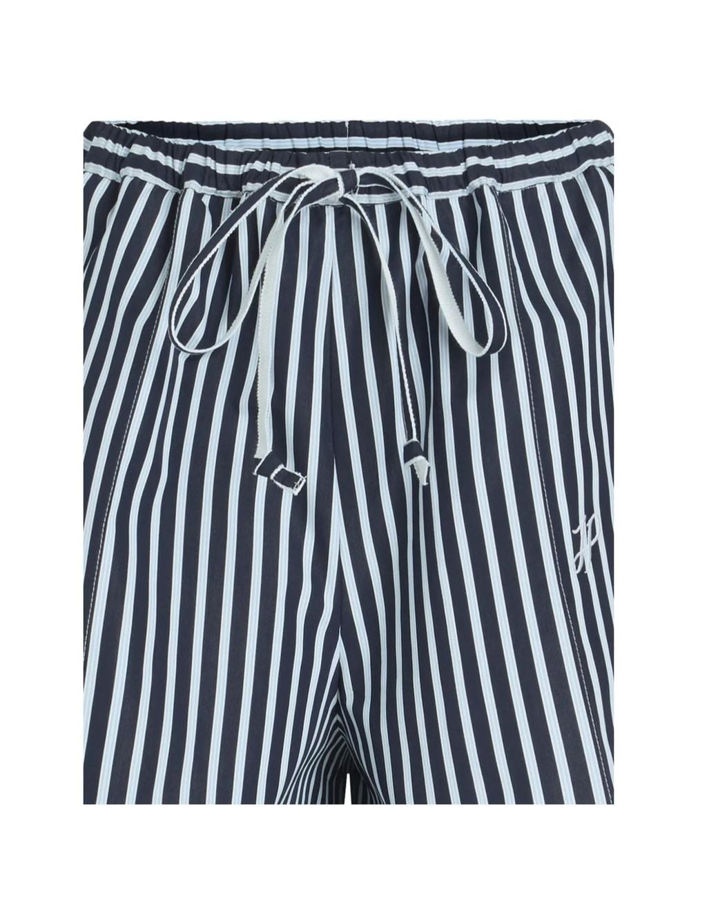 Patou Blue Striped Logo Embroidered Drawstring Bermuda