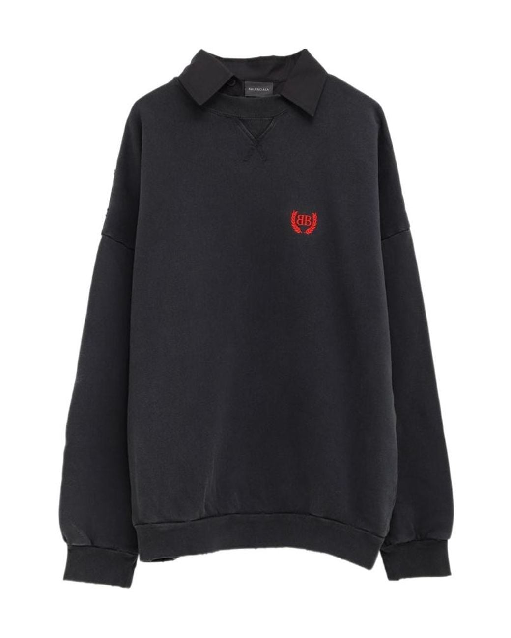 Balenciaga Black Bb Logo Embroidered Distressed Sweatshirt