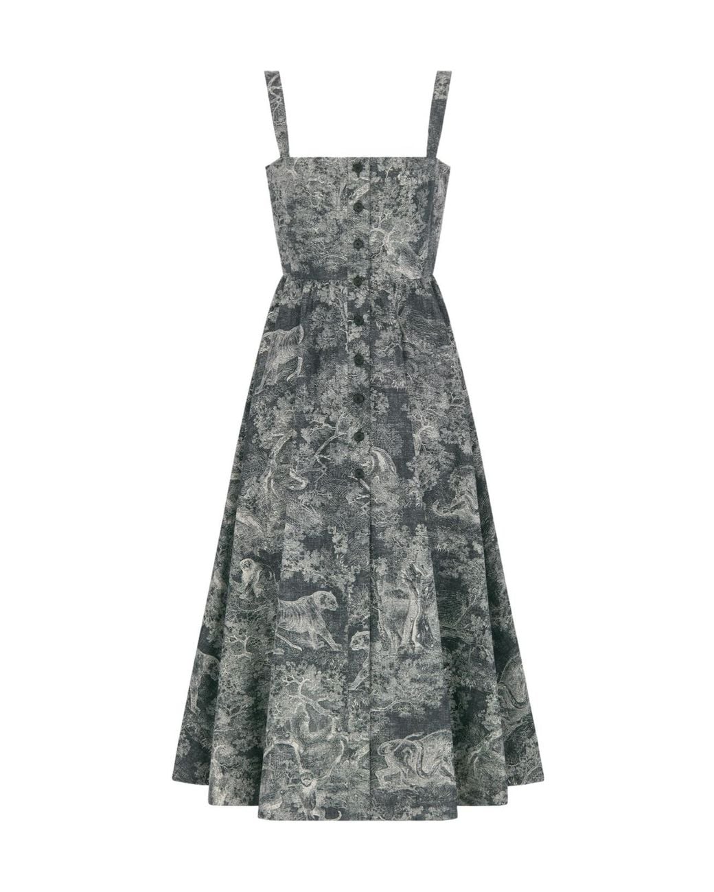 Dior Gray Iviera Mid-Length Flared Dress