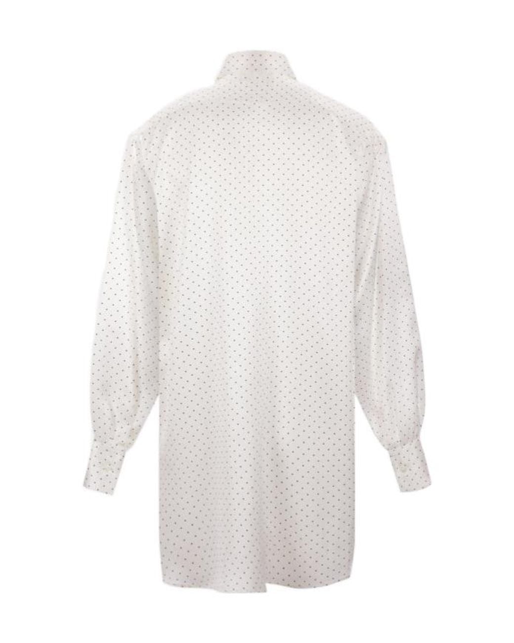 Ermanno Scervino White Polka Dot Printed Long-Sleeved Shirt