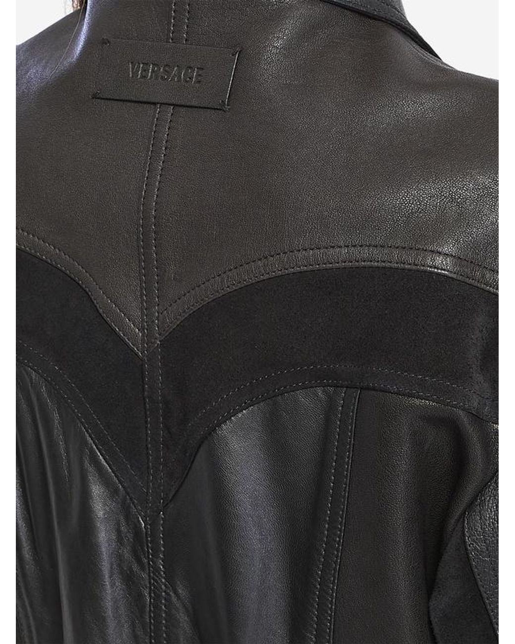 Versace Black Slim Leather Patchwork Jacket