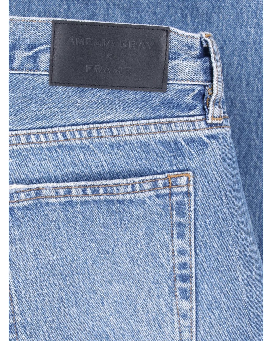 FRAME Blue High-Rise Wide-Leg Jeans