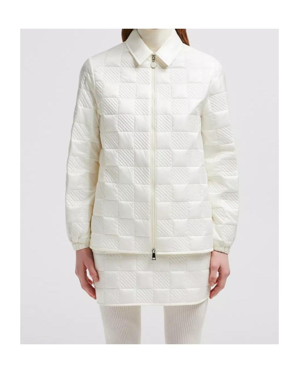 Moncler White Zip-Up Padded Jacket