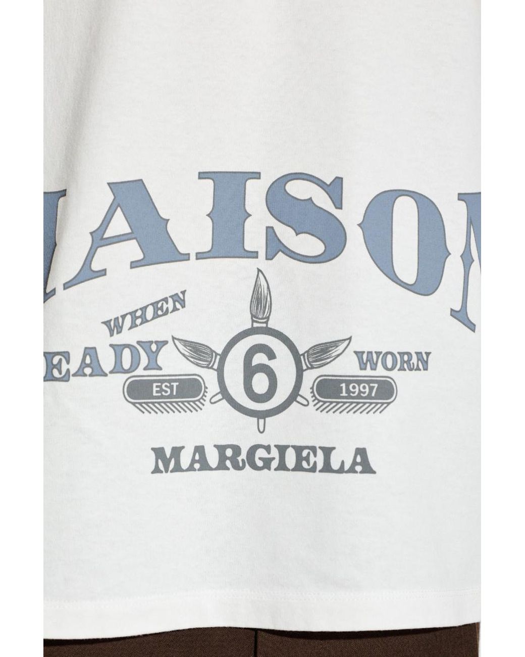MM6 by Maison Margiela White Logo Printed T-Shirt for men