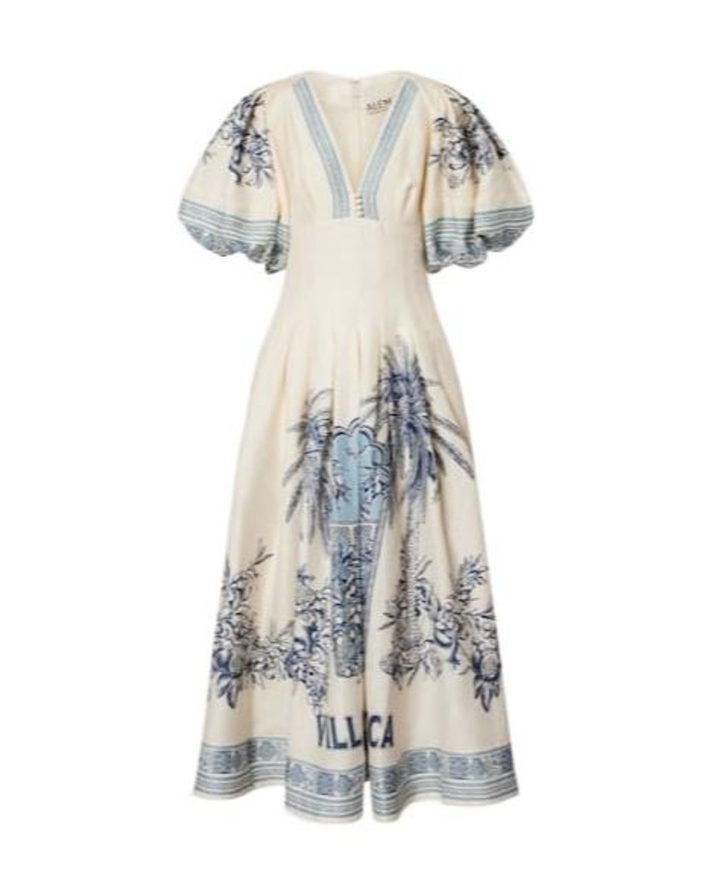 ALÉMAIS White Villa Romantica Linen-Blend Midi Dress