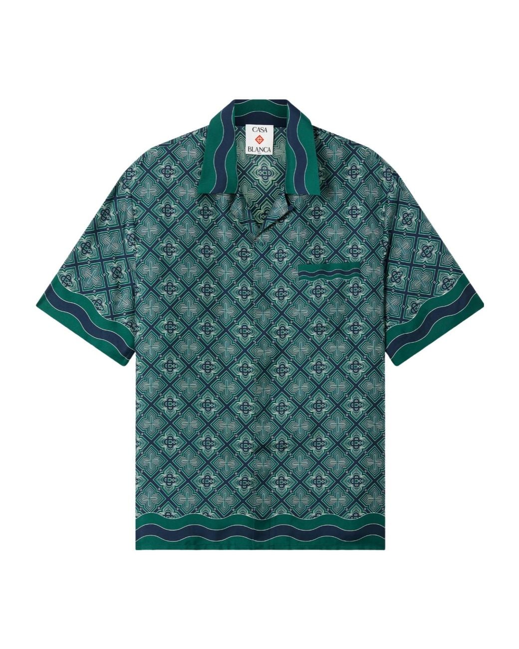 Casablanca Green Radiating Monogram Cuban Shirt for men