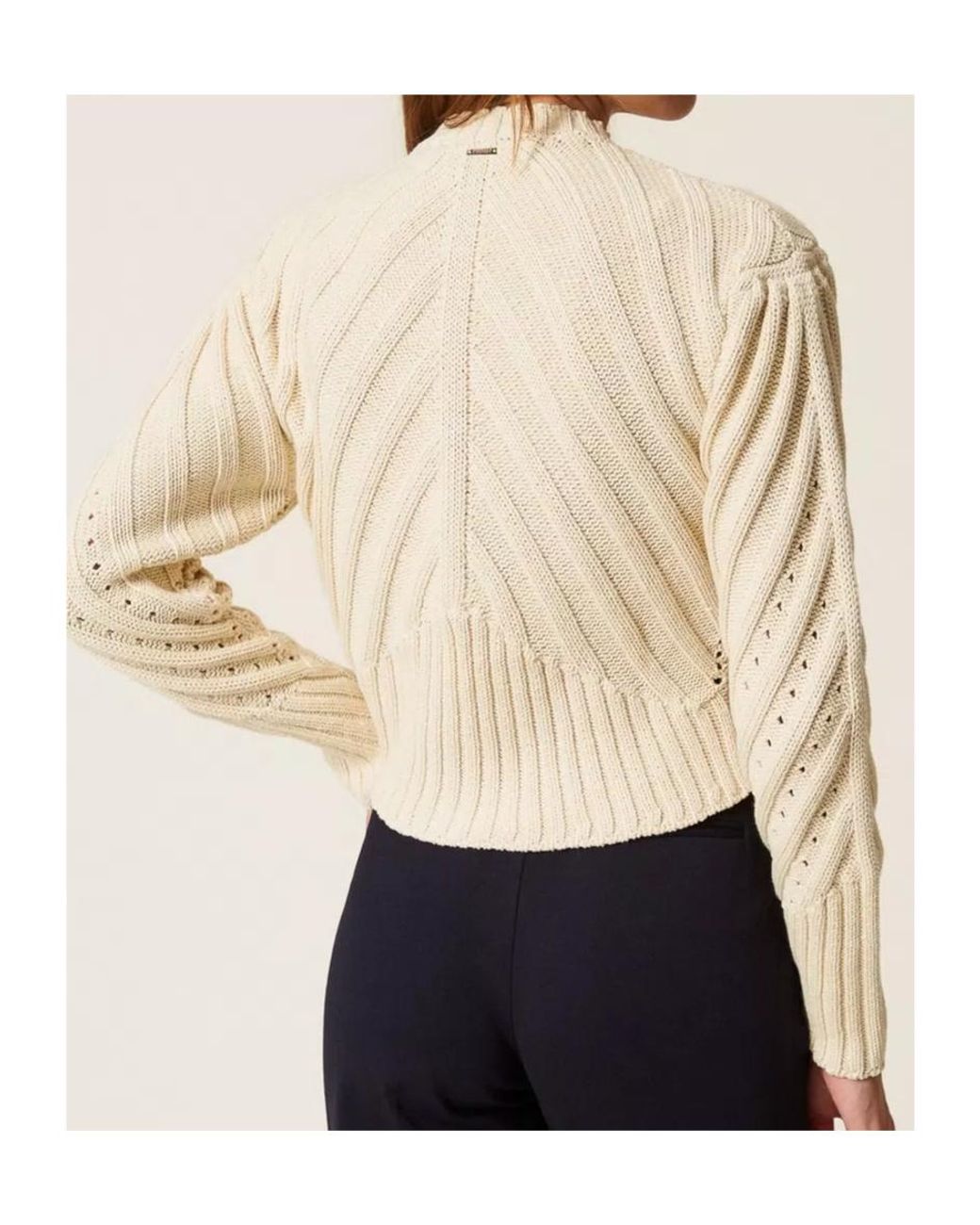 Twinset Natural Plaid Knitted Button-Up Cardigan