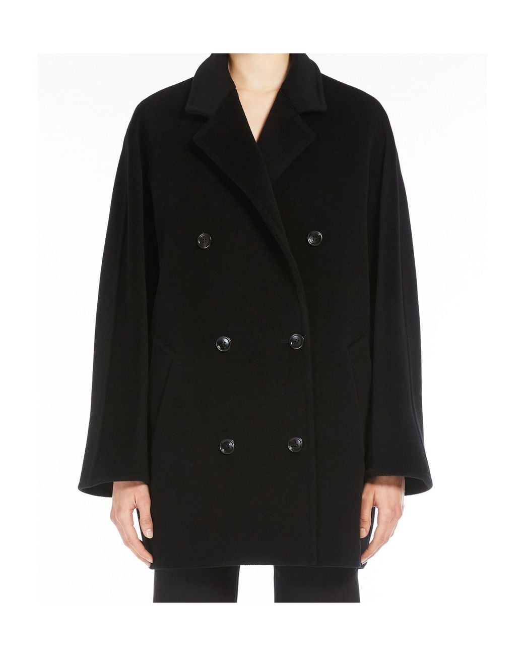 Max Mara Black Rebus Double-Breasted Coat