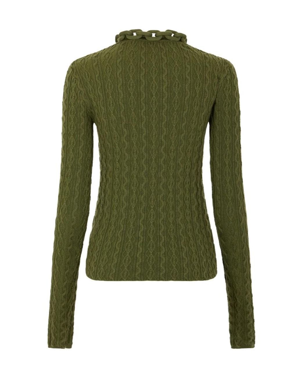 Rabanne Green Rabanne Chain-Detail High Neck Jumper