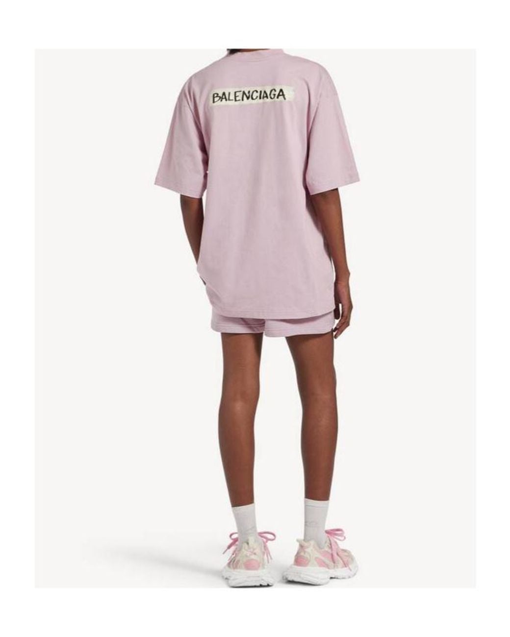 Balenciaga Pink T-Shirt Masking Tape Vestibilità Media