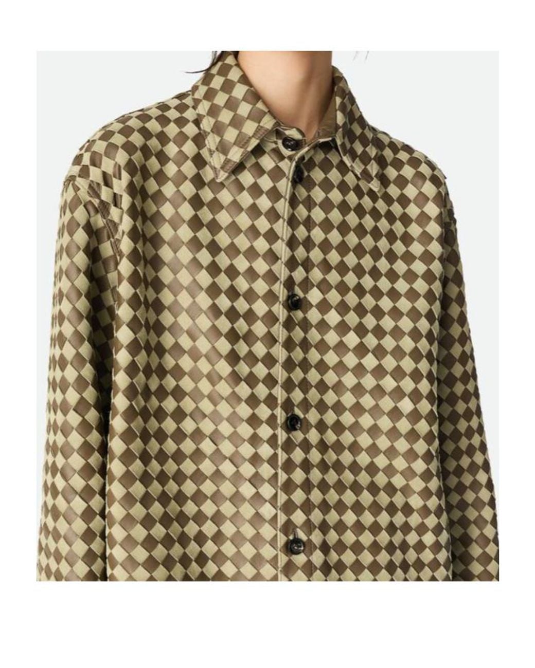 Bottega Veneta Natural Intrecciato Leather And Suede Shirt