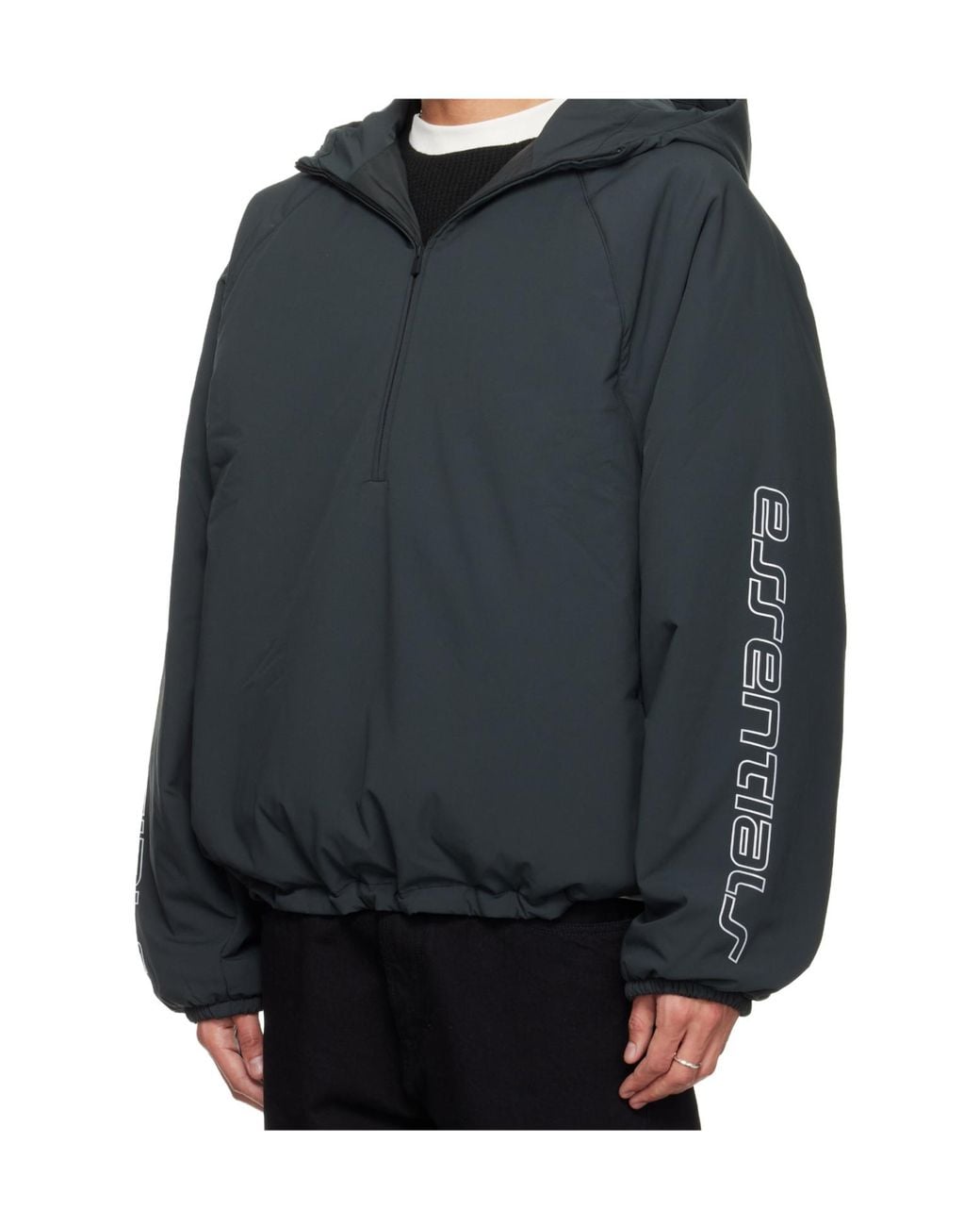 Fear Of God Gray Hooded Half-Zip Jacket for men