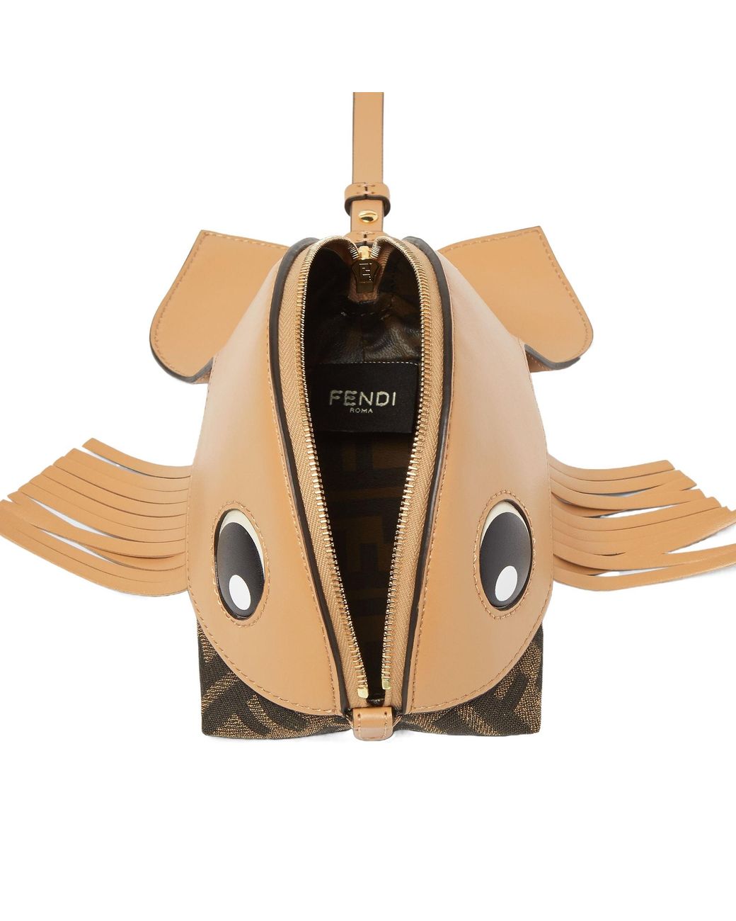 Fendi Metallic Ff Jacquard And Leather Pouch