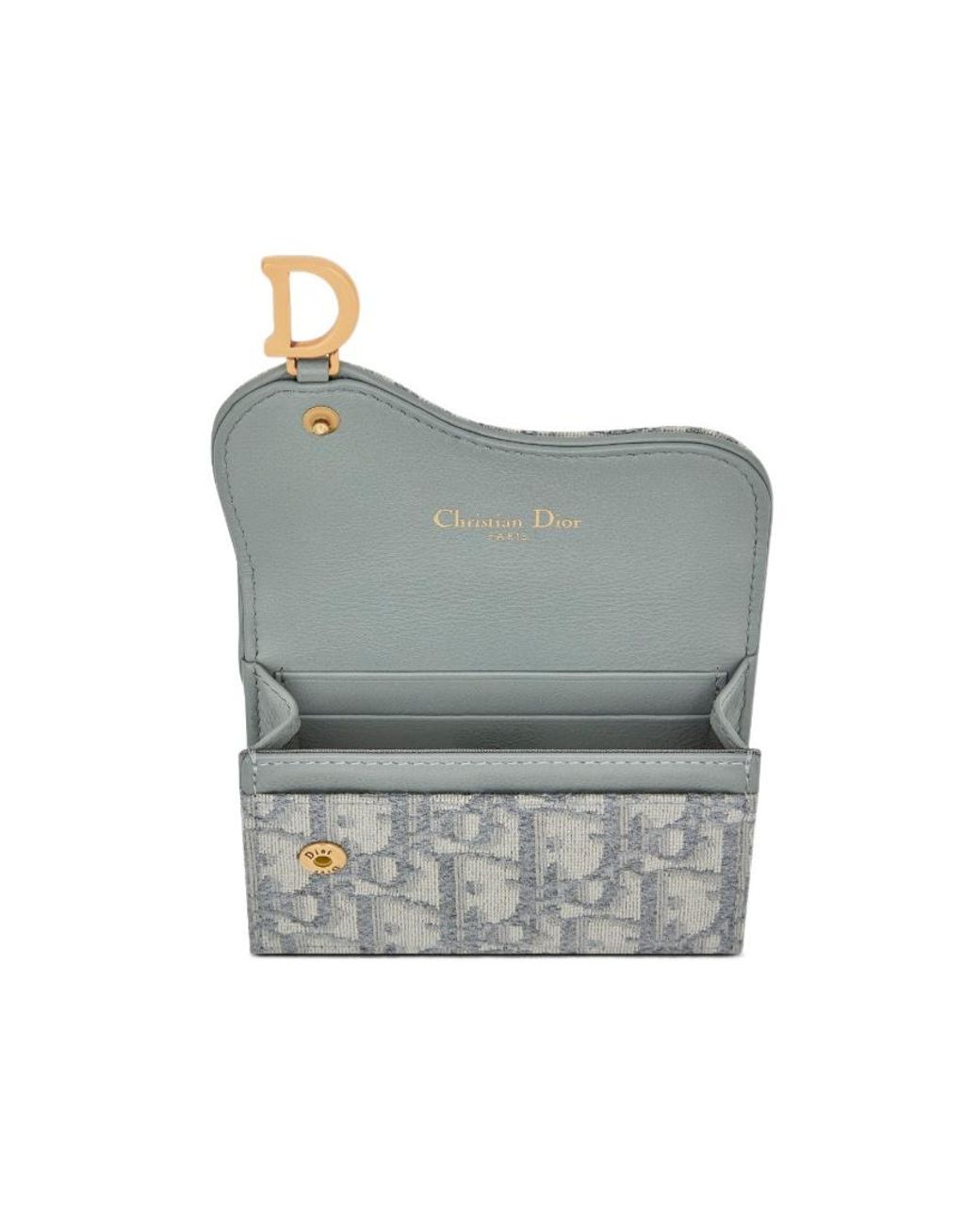 Dior Gray Saddle Bloom Card Holder