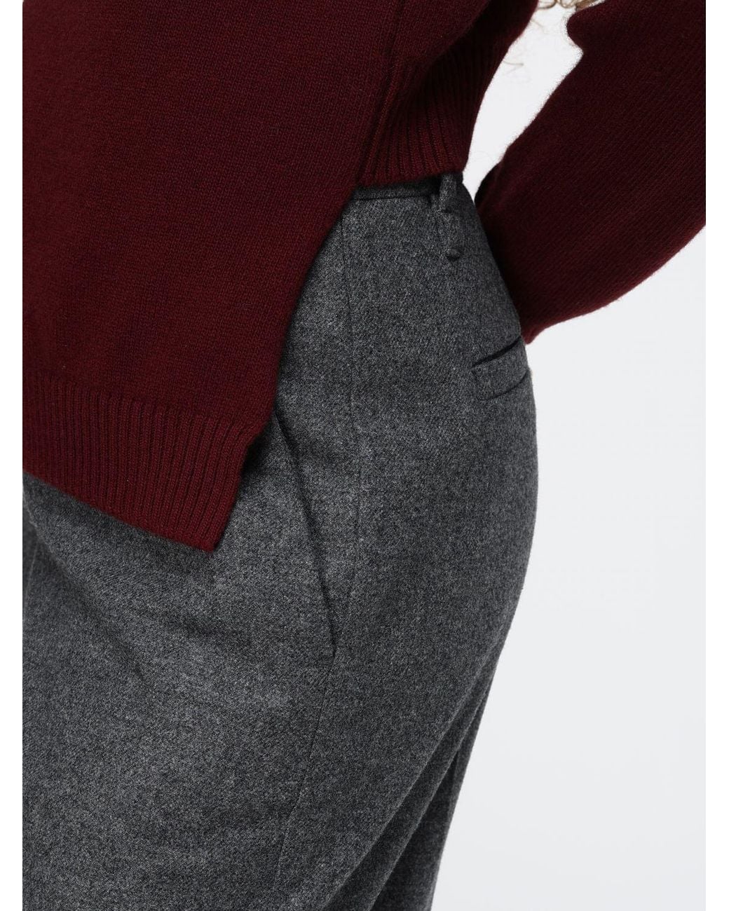 Jil Sander Red Ribbed High-Neck Jumper