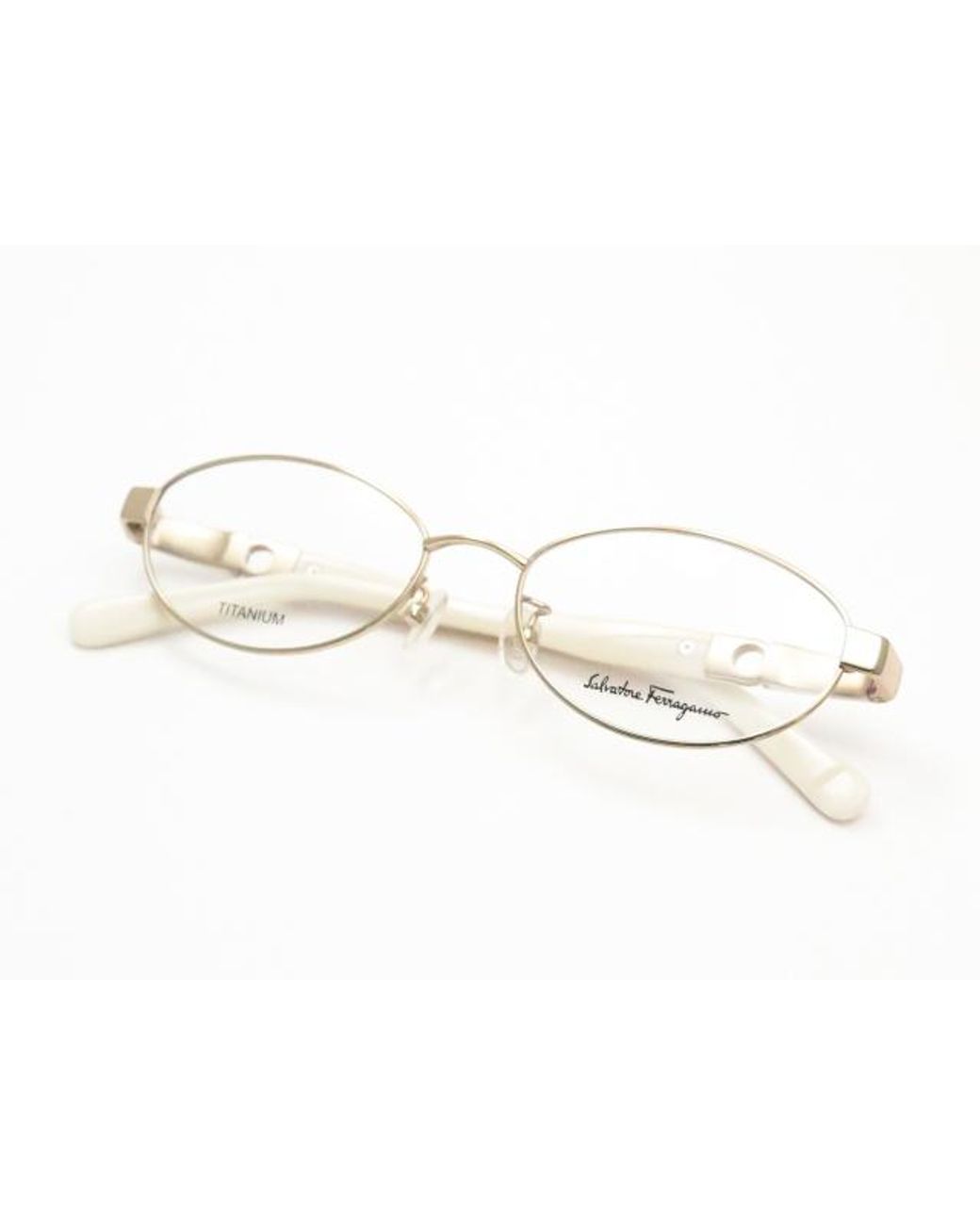 Ferragamo White Logo Clear Lens Glasses