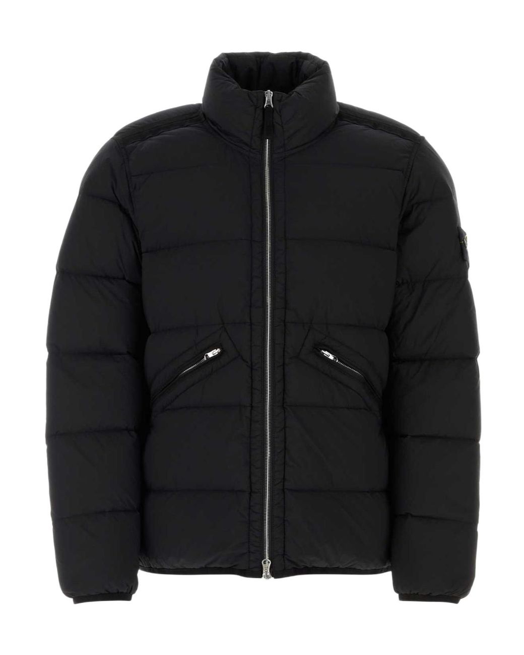 Stone Island Black Funnel Neck Zip-Up Jacket for men