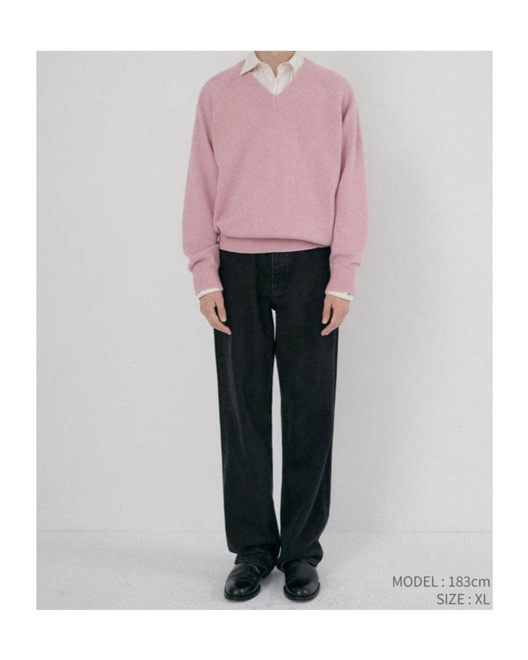 DUNST Pink Soft And Fluffy V-Neck Sweater for men