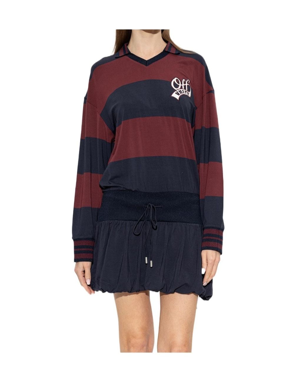 Off-White c/o Virgil Abloh Blue Striped Interlock Polo Minidress