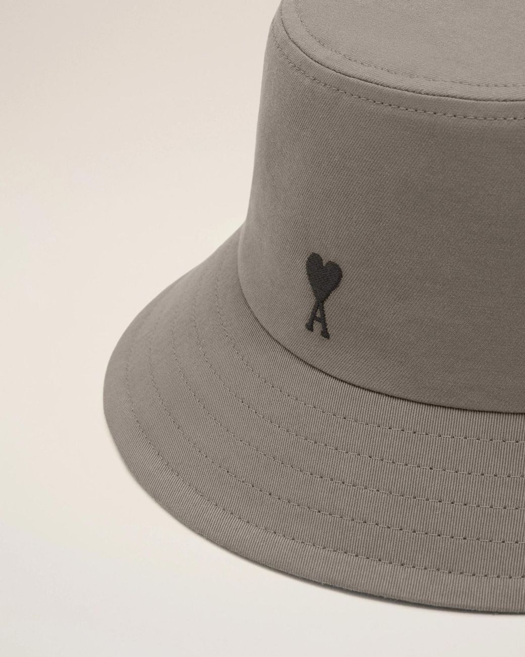 AMI Gray Logo Embroidered Bucket Hat for men