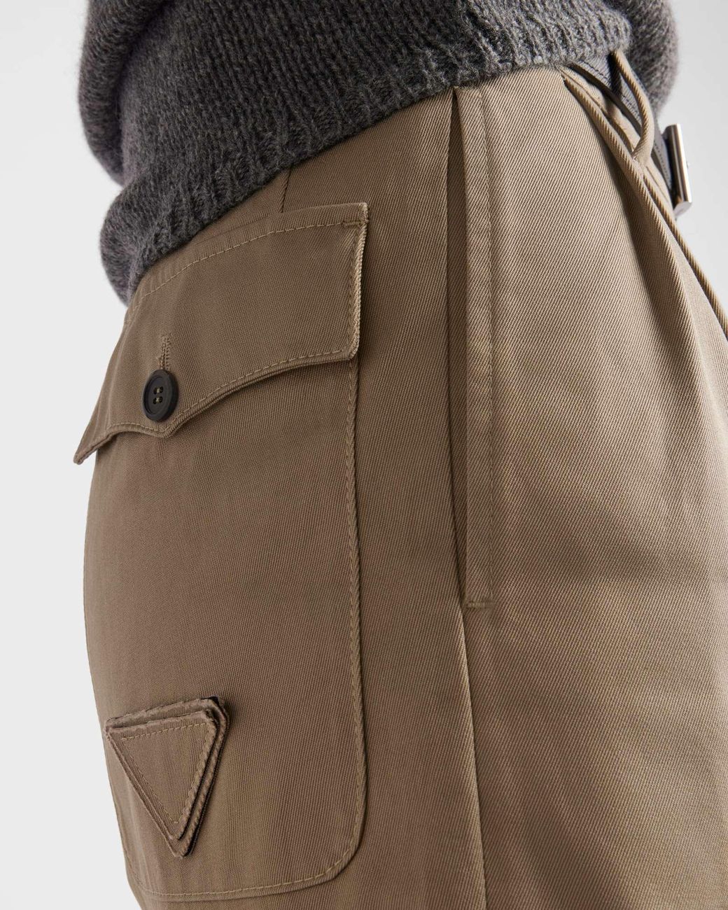 Prada Natural Logo-Patch Pleated Shorts