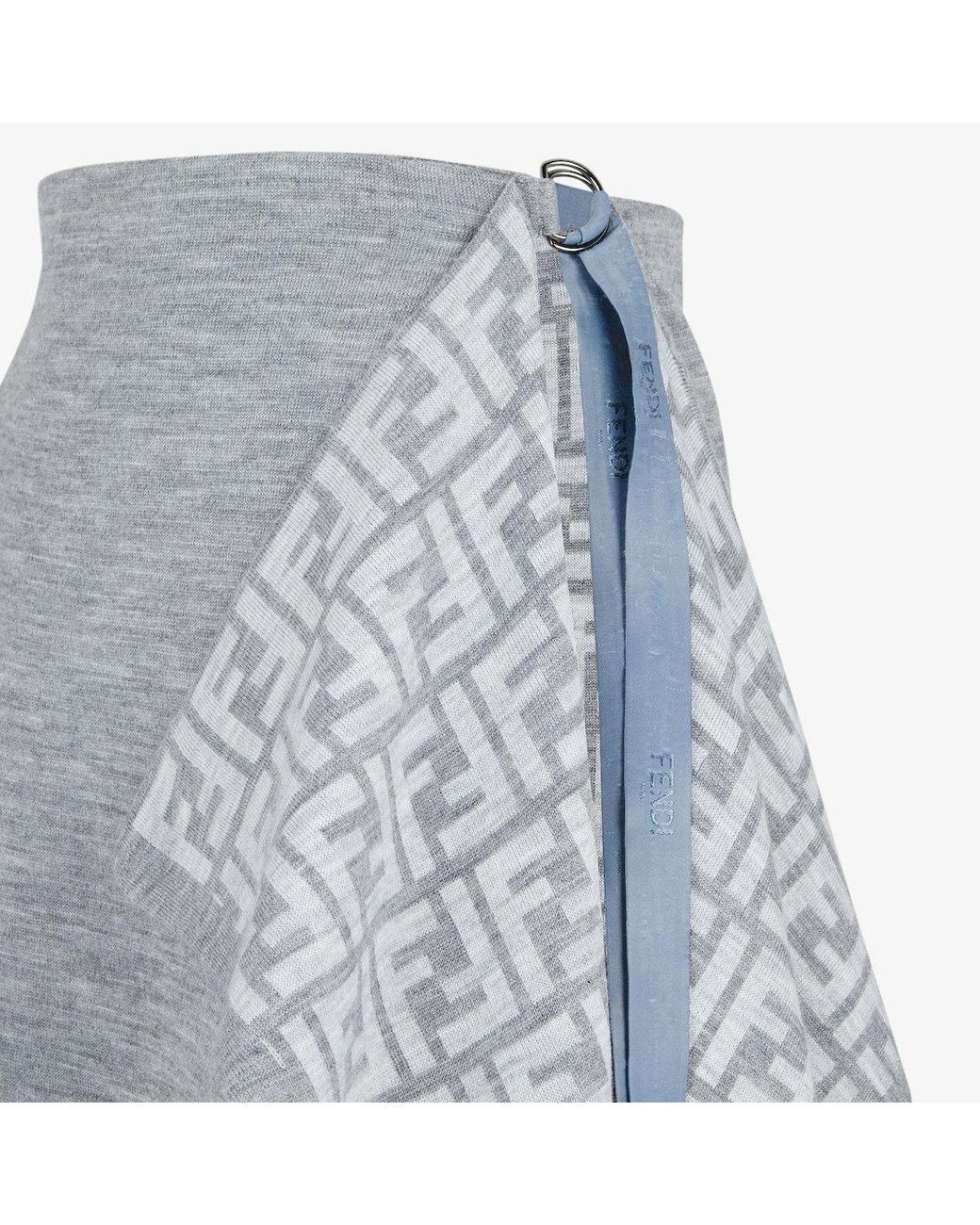 Fendi Gray Asymmetrical Hem Midi Skirt