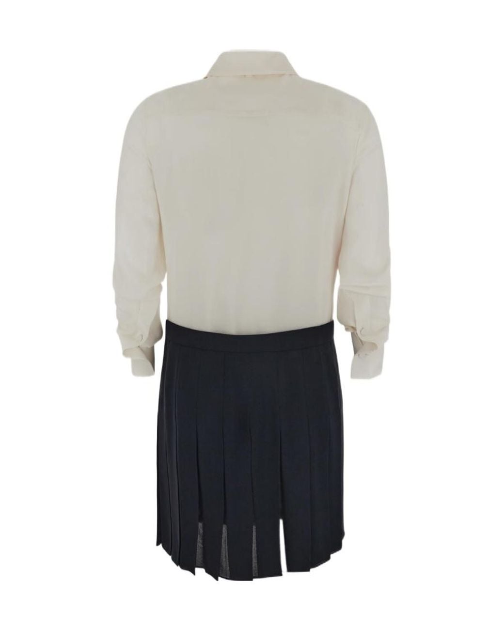 Valentino White Pussy-Bow Collar Shirt Dress