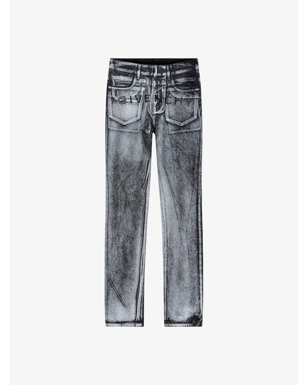 Givenchy Gray Straight Fit Painted Denim Jeans for men