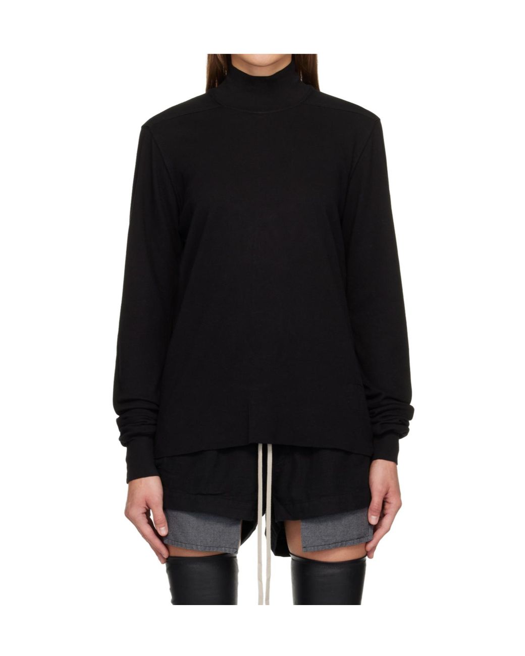 Rick Owens Black Headon Double-Layer Turtleneck Sweater