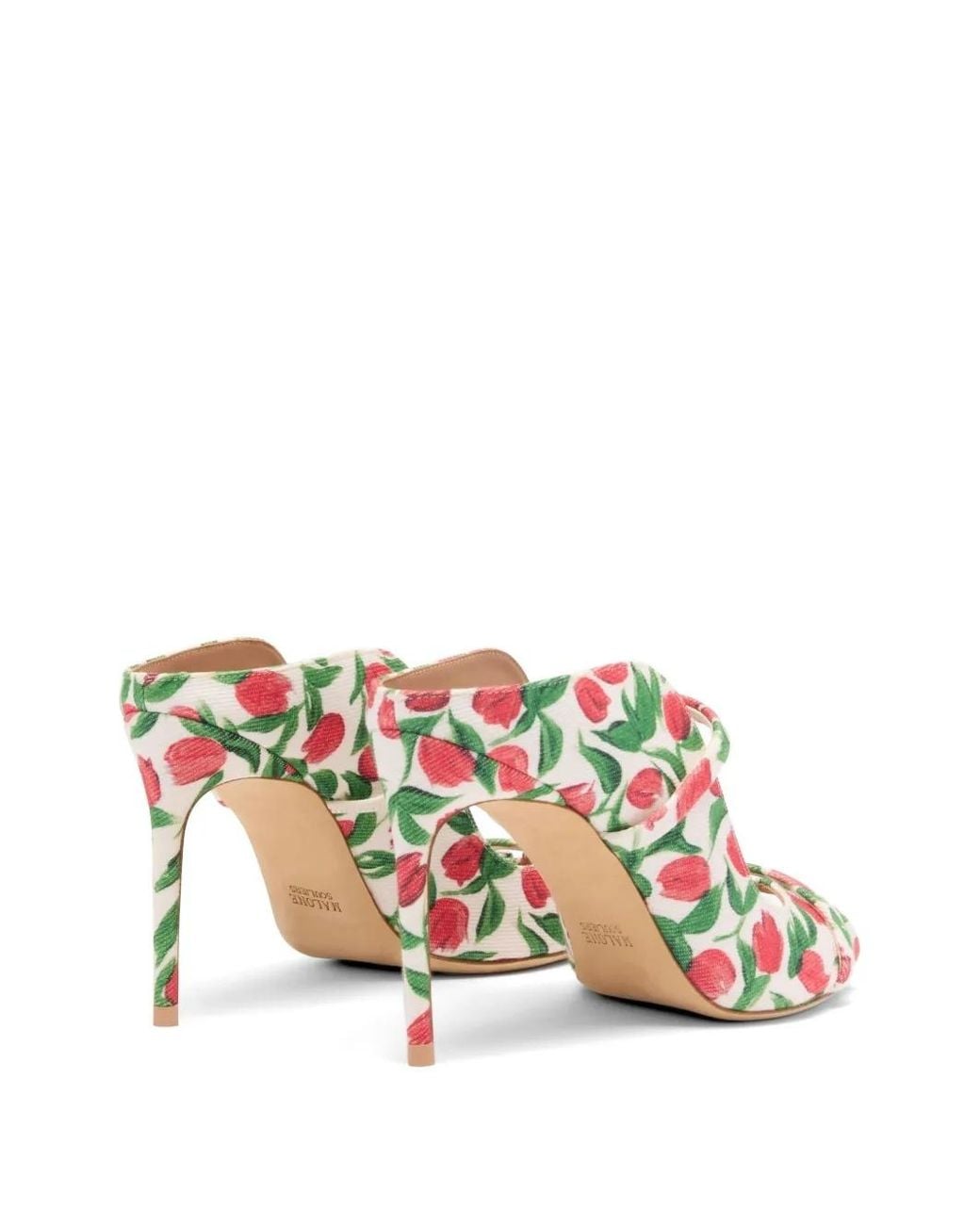 Malone Souliers White Tulip Print Sandals