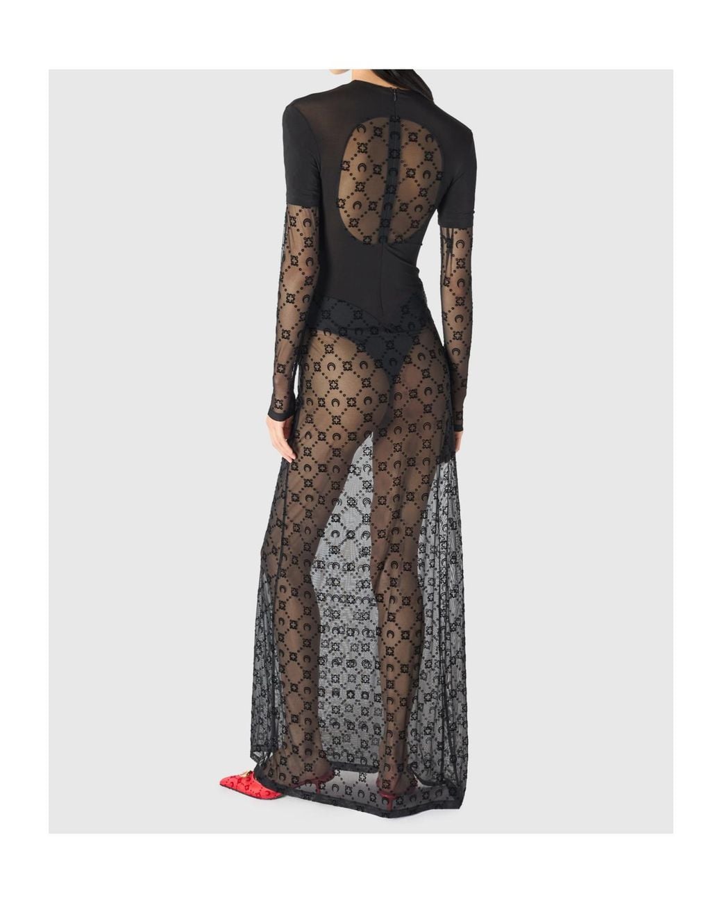 MARINE SERRE Black Layered Long Sleeved Dress