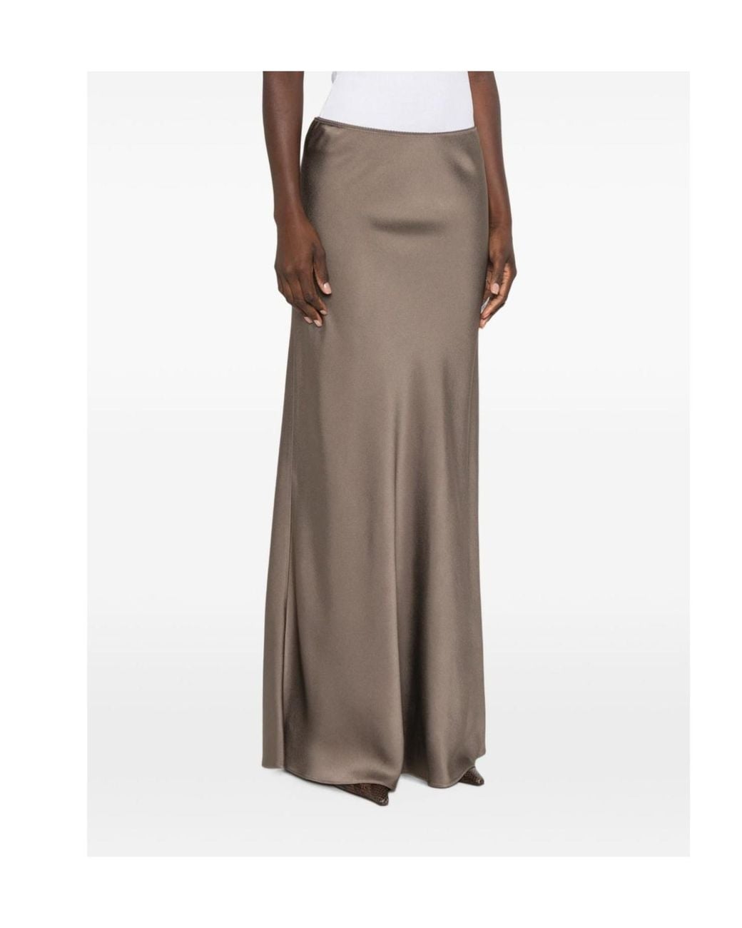 Fabiana Filippi Brown Satin Maxi Skirt