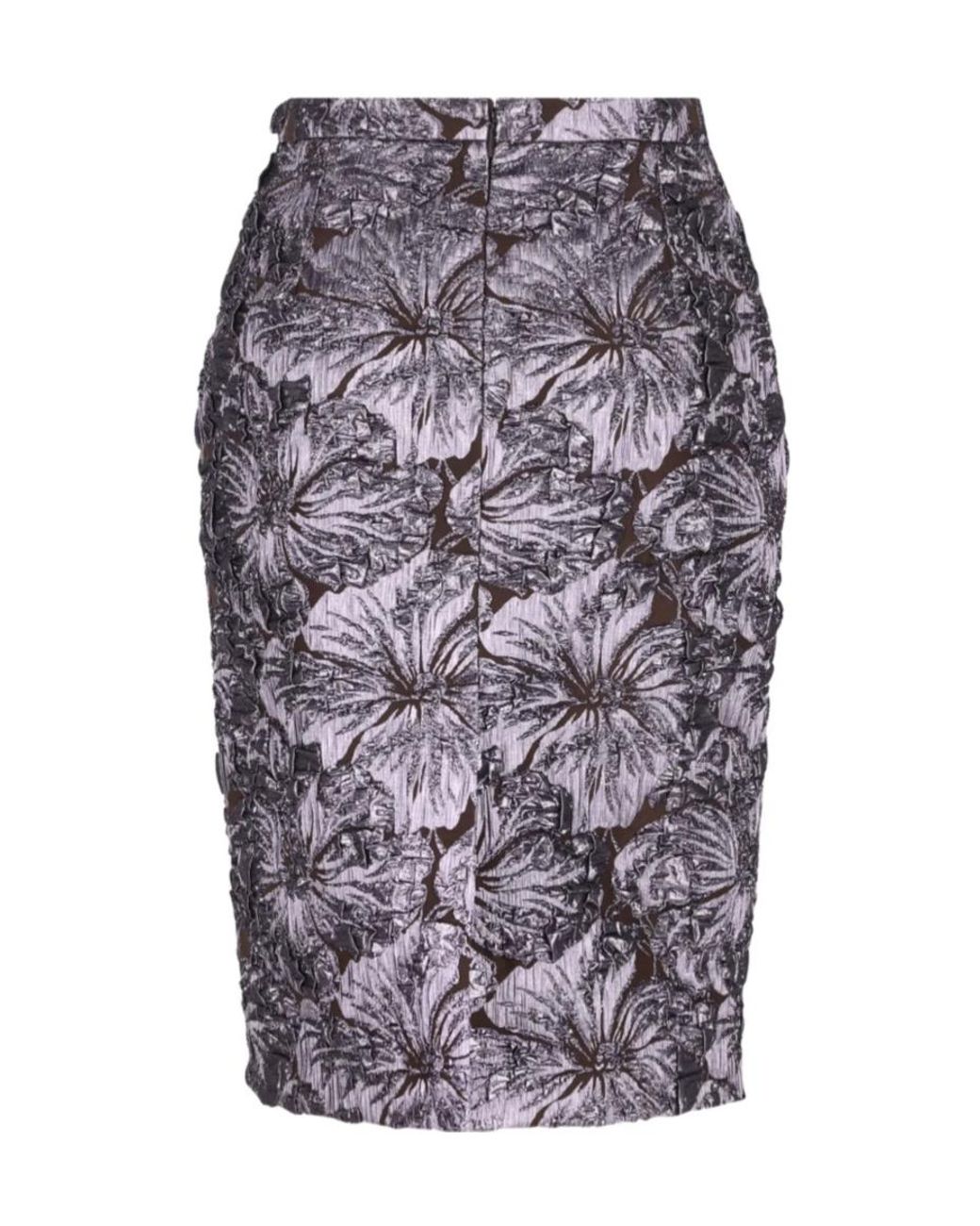 Gucci Gray Floral Motif Skirt